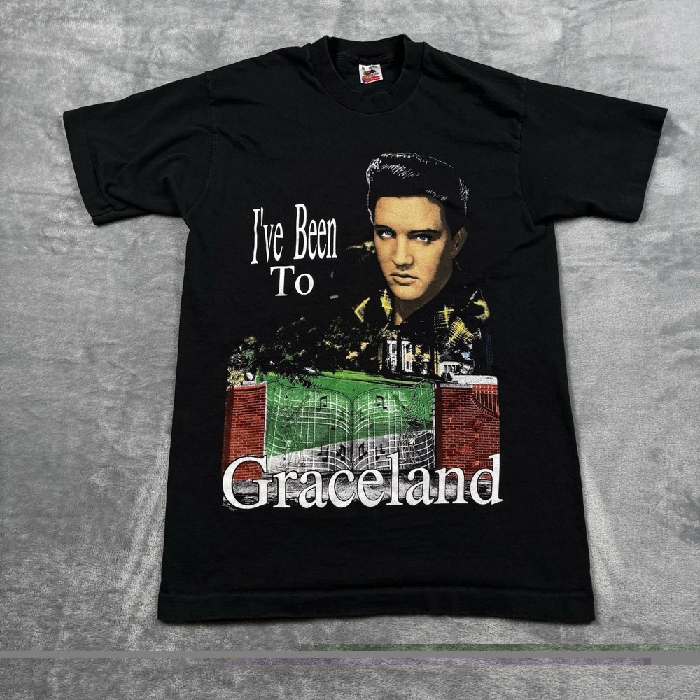 VTG 1992 Elvis Presley I've Been To Graceland T Shirt Medium Black 90s King Rock